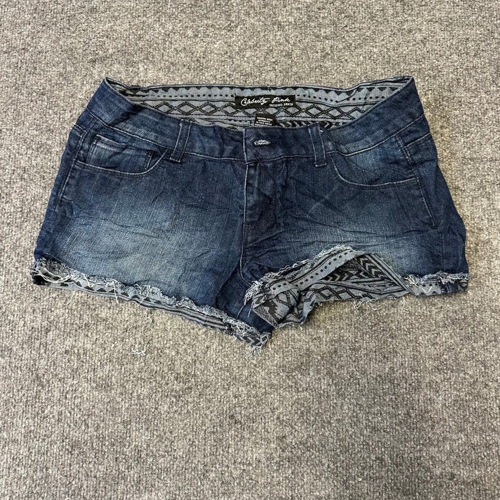 Celebrity Pink Shorts Womens Size 9 Blue Denim Raw Hem Frayed Boho Low Rise